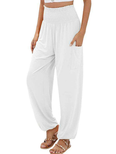 Chic High-Waisted Wide-Leg Trousers with Elastic Waistband for Women
