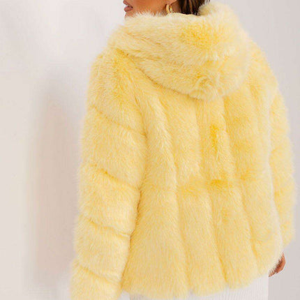 Chic Hooded Faux Fur Jacket - Très Elite