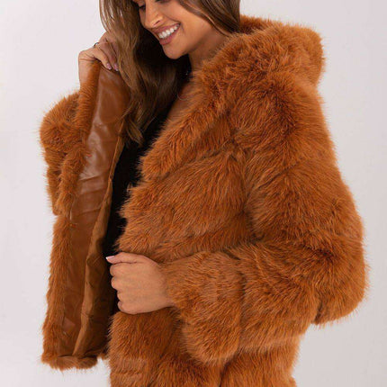 Chic Hooded Faux Fur Jacket - Très Elite