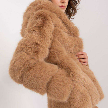 Chic Hooded Faux Fur Jacket - Très Elite