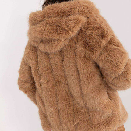 Chic Hooded Faux Fur Jacket - Très Elite