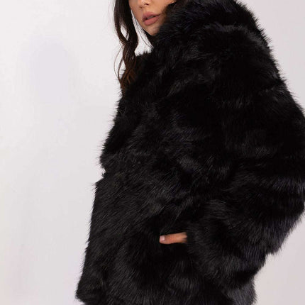 Chic Hooded Faux Fur Jacket - Très Elite