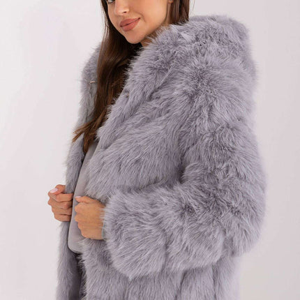 Chic Hooded Faux Fur Jacket - Très Elite