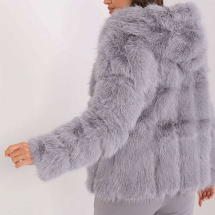 Chic Hooded Faux Fur Jacket - Très Elite