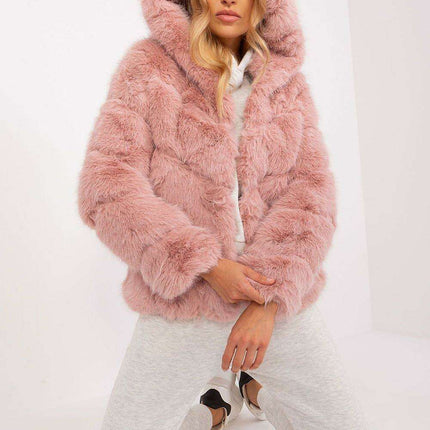 Chic Hooded Faux Fur Jacket - Très Elite