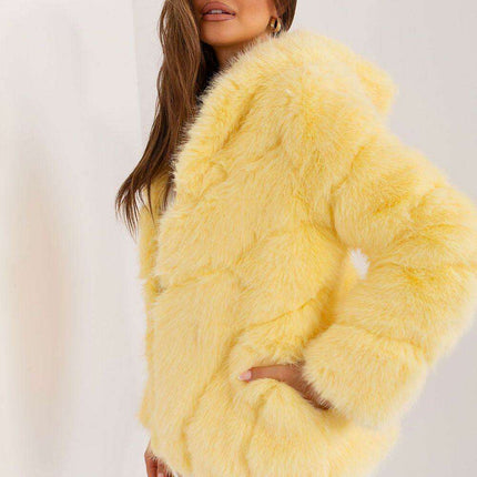Chic Hooded Faux Fur Jacket - Très Elite