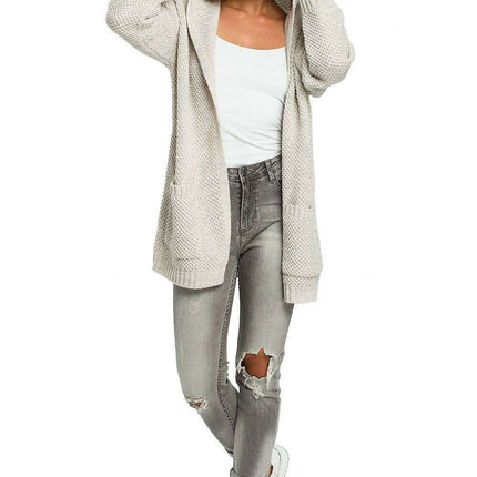 Chic Hooded Knit Cardigan with Convenient Pockets - Très Elite