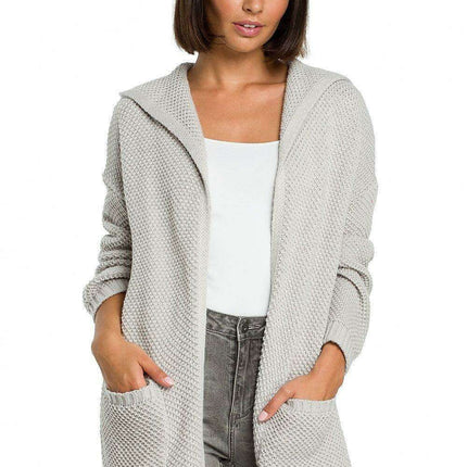 Chic Hooded Knit Cardigan with Convenient Pockets - Très Elite