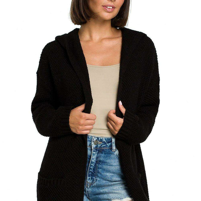 Chic Hooded Knit Cardigan with Convenient Pockets