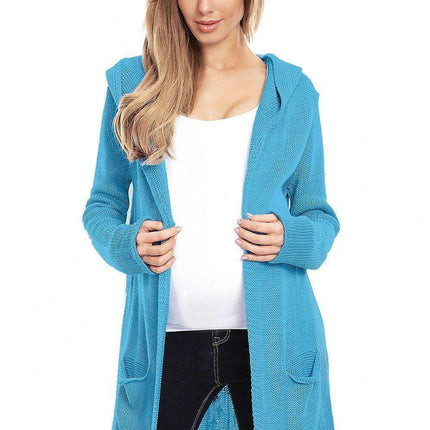 Chic Hooded Knit Cardigan with Functional Pockets - Your Fashion Staple - Très Elite