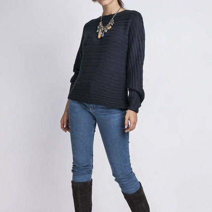 Chic Horizontal Striped Boat Neck Sweater - Cozy Elegance