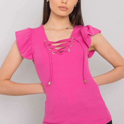Chic Italian Ribbed Blouse With Frill Neckline Slim Fit - Très Elite