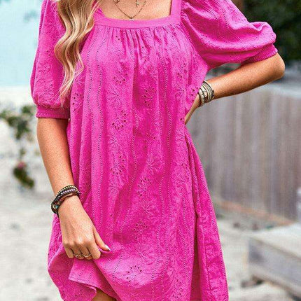 Chic Jacquard Square Neck Dress for Upscale Gatherings