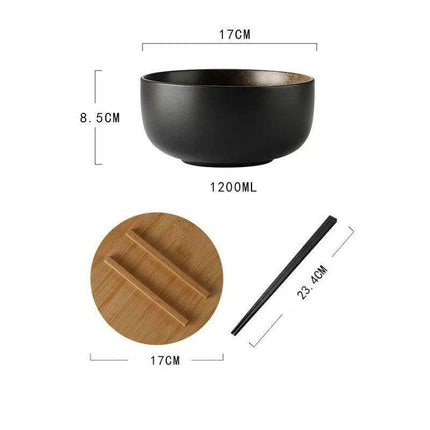 Chic Japanese Ceramic Noodle Bowl Set with Spoon and Chopsticks for Exquisite Dining Experience - Très Elite