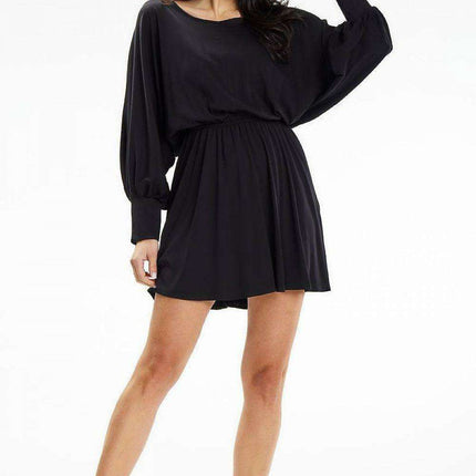Chic Kimono-Inspired Mini Dress with Comfortable Elastic Waistband - Très Elite