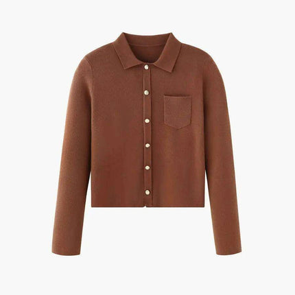 Chic Knit Collar Sweater with Elegant Gold Button Embellishments