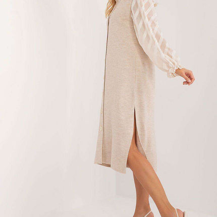 Chic Knit Midi Dress with Heart Neckline - Très Elite