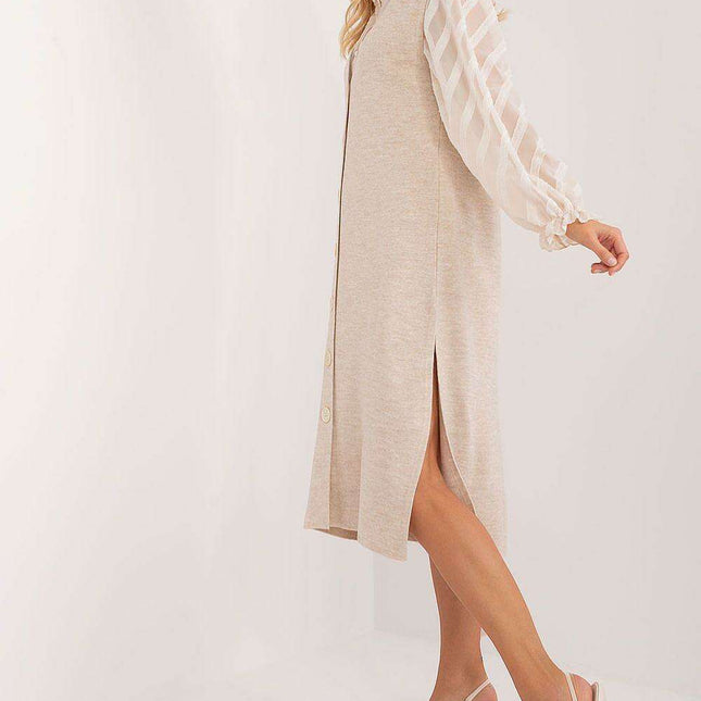 Chic Knit Midi Dress with Heart Neckline - Très Elite