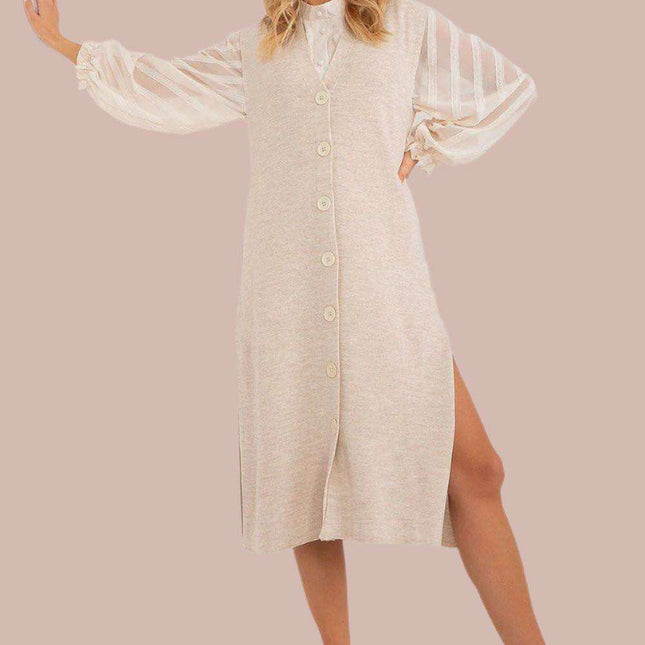 Chic Knit Midi Dress with Heart Neckline - Très Elite