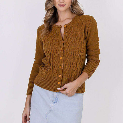 Chic Knit Round Neck Cardigan