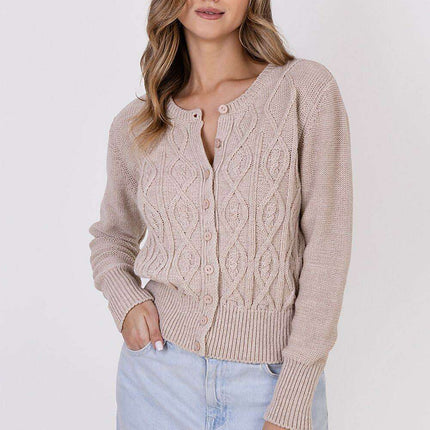 Chic Knit Round Neck Cardigan
