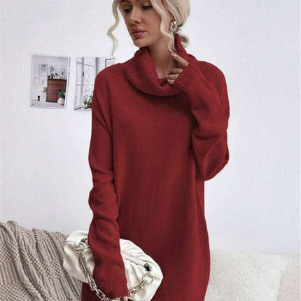 Chic Knit Turtleneck Dress for Women - Très Elite