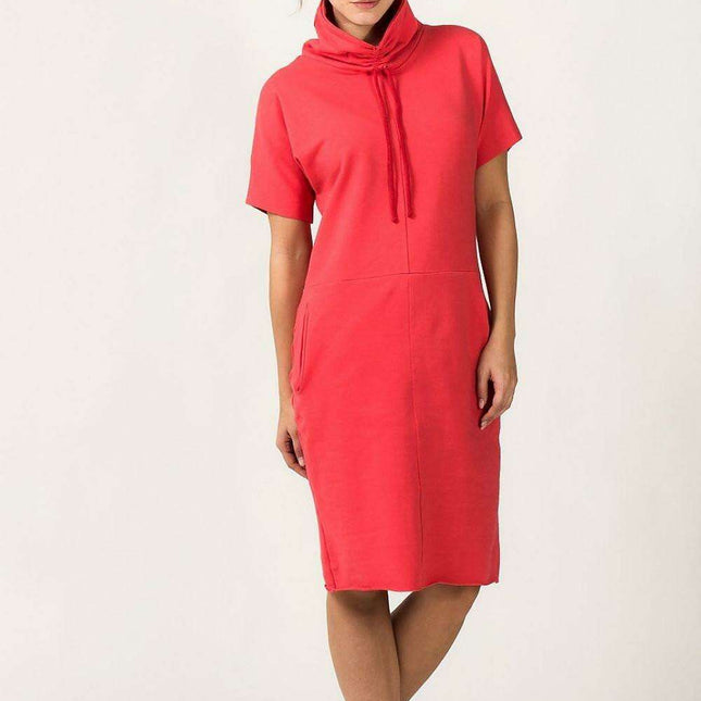 Chic Knit Turtleneck Dress with Functional Pockets