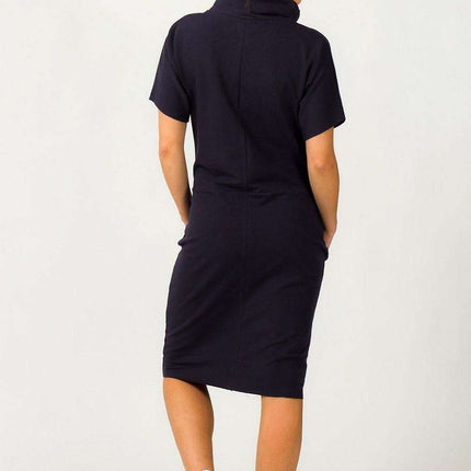 Chic Knit Turtleneck Dress with Functional Pockets - Très Elite