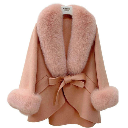 Chic Korean Fox Fur Cape: A Stylish Winter Essential for Women - Très Elite