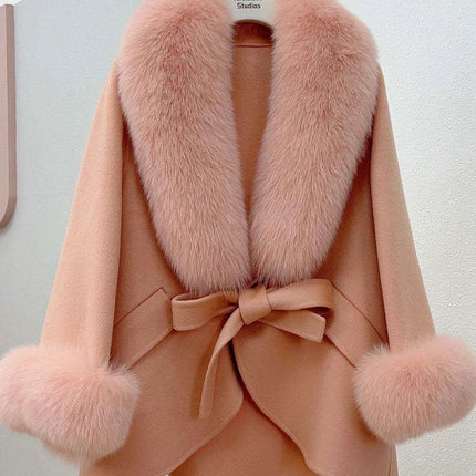 Chic Korean Fox Fur Cape: A Stylish Winter Essential for Women - Très Elite