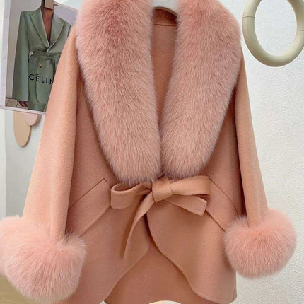 Chic Korean Fox Fur Cape: A Stylish Winter Essential for Women - Très Elite
