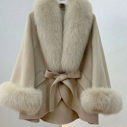 Chic Korean Fox Fur Cape: A Stylish Winter Essential for Women - Très Elite