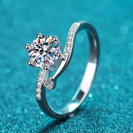 Chic Lab Grown Diamond Bypass Ring with Dazzling Moissanite Accents - Très Elite