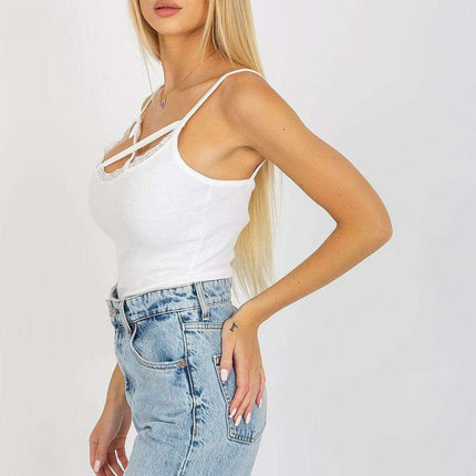 Chic Lace-Accented Ribbed Top - Très Elite