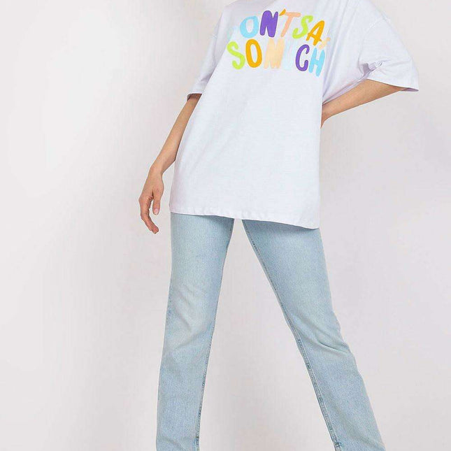 Chic Ladies' Cotton Blend T-shirt with Stylish Text