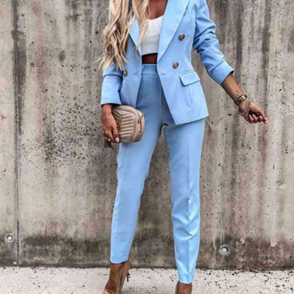 Chic Lapel Collar Coordinated Suit Ensemble - Très Elite