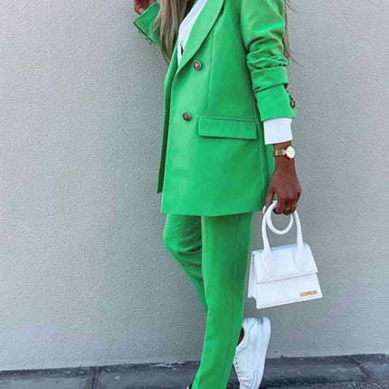 Chic Lapel Collar Coordinated Suit Ensemble - Très Elite