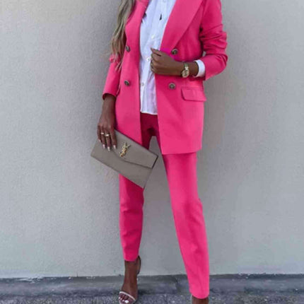 Chic Lapel Collar Coordinated Suit Ensemble - Très Elite