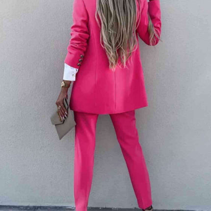 Chic Lapel Collar Coordinated Suit Ensemble - Très Elite