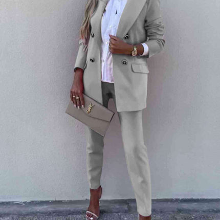 Chic Lapel Collar Coordinated Suit Ensemble - Très Elite