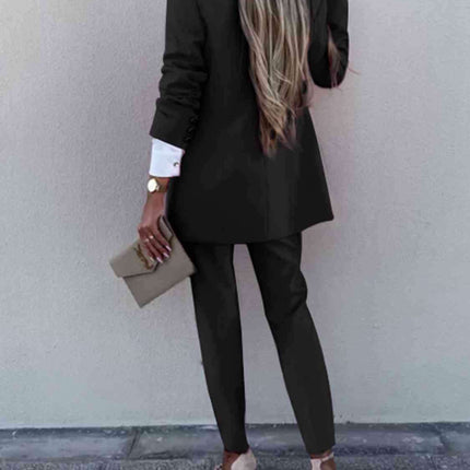 Chic Lapel Collar Coordinated Suit Ensemble - Très Elite