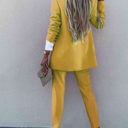 Chic Lapel Collar Coordinated Suit Ensemble - Très Elite