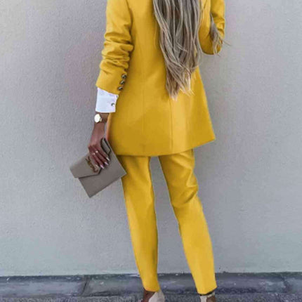 Chic Lapel Collar Coordinated Suit Ensemble - Très Elite