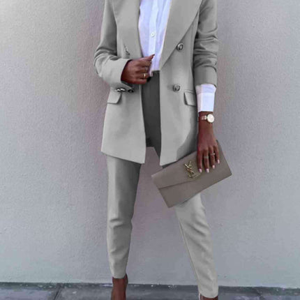 Chic Lapel Collar Coordinated Suit Ensemble