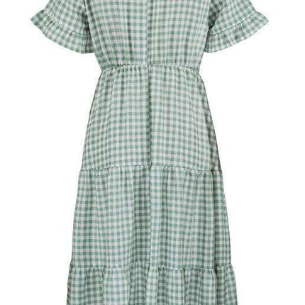 Chic Lattice Plaid Swing Dress - Women's Fashionable Outfit for Spring and Summer - Très Elite