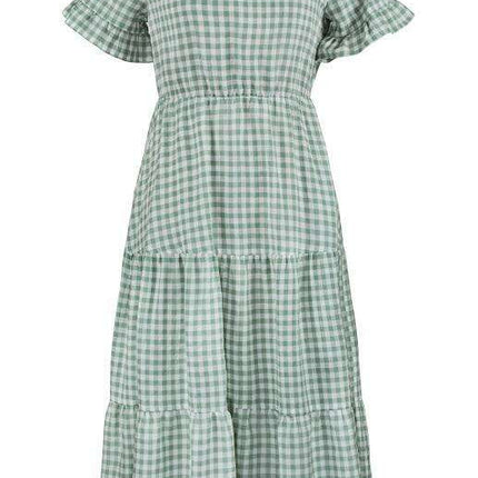 Chic Lattice Plaid Swing Dress - Women's Fashionable Outfit for Spring and Summer - Très Elite