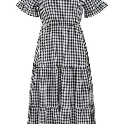Chic Lattice Plaid Swing Dress - Women's Fashionable Outfit for Spring and Summer - Très Elite