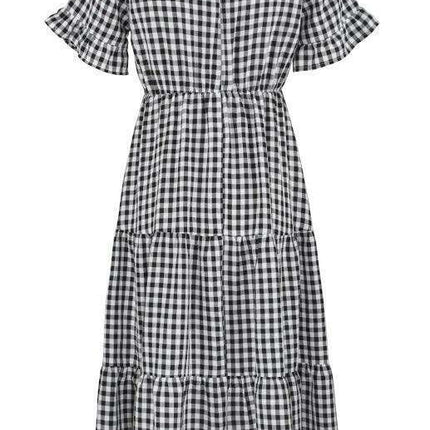 Chic Lattice Plaid Swing Dress - Women's Fashionable Outfit for Spring and Summer - Très Elite