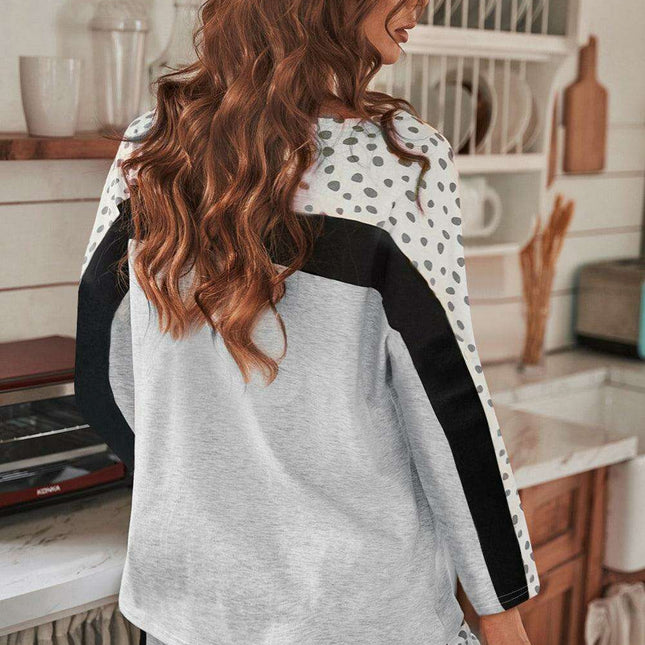 Chic Leopard Print Colorblock Lounge Set - Cozy Pullover and Shorts Ensemble