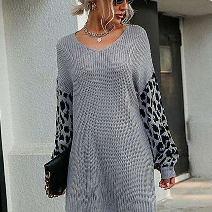 Chic Leopard Print Knit Dress for Fashion-Forward Women - Très Elite
